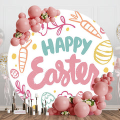 Painted Cute Color Eggs Carrot Round Easter Backdrop
