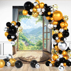 Lofaris Japanese Zen Room Backdrop, Round Rug and Open Window with Lush Green Mountain View