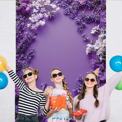 Lofaris Deep Purple Lavender Floral Backdrop, Spring Flower Frame for Simple Portrait Studio