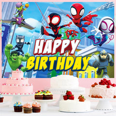 Lofaris Blue Hero Happy Birthday Backdrop Party for Boy