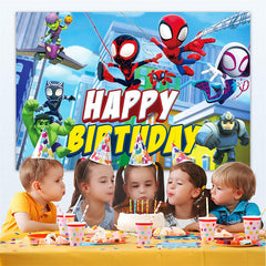 Lofaris Blue Hero Happy Birthday Backdrop Party for Boy
