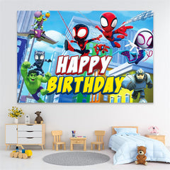 Lofaris Blue Hero Happy Birthday Backdrop Party for Boy