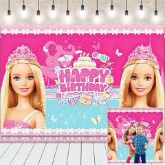 Lofaris Pink Cartoon Princess Theme Party Birthday Backdrop