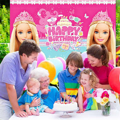 Lofaris Pink Cartoon Princess Theme Party Birthday Backdrop