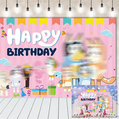 Lofaris Pink Dogs Happy Birthday Girls Party Backdrop