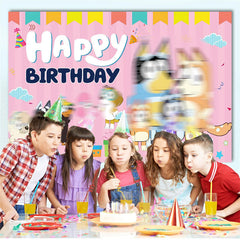 Lofaris Pink Dogs Happy Birthday Girls Party Backdrop