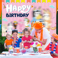 Lofaris Pink Dogs Happy Birthday Girls Party Backdrop