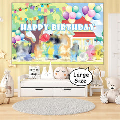 Lofaris Green Tree Balloons Birthday Party Backdrop