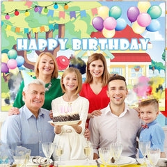 Lofaris Green Tree Balloons Birthday Party Backdrop