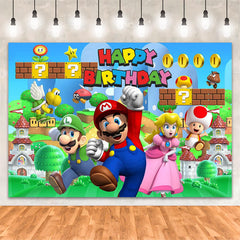 Lofaris Super Brother Mushroom Birthday Party Backdrop