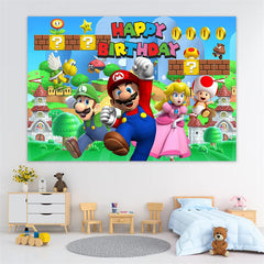 Lofaris Super Brother Mushroom Birthday Party Backdrop
