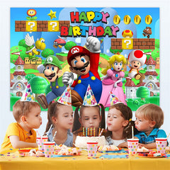 Lofaris Super Brother Mushroom Birthday Party Backdrop