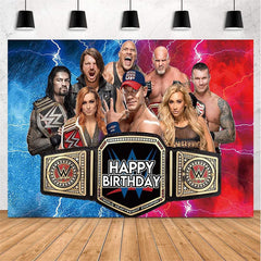 Lofaris Wrestling Party Blue Red Birthday Party Backdrop
