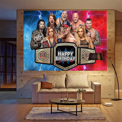 Lofaris Wrestling Party Blue Red Birthday Party Backdrop