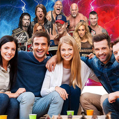 Lofaris Wrestling Party Blue Red Birthday Party Backdrop