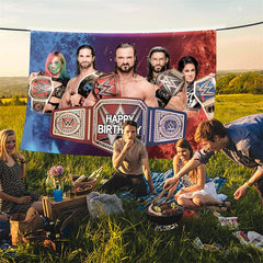 Lofaris Wrestling Party Blue Red Birthday Party Backdrop