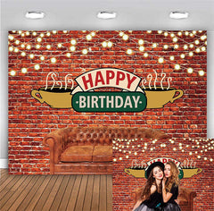 Lofaris Happy Birthday Bircks Friends Sofa Theme Backdrop