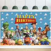 Lofaris Blue Cartoon Story Happy Birthday Party Backdrop