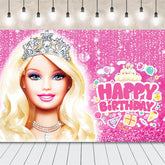 Lofaris Pink Glitter Princess Birthday Party Backdrop