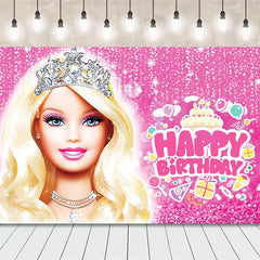 Lofaris Pink Glitter Princess Birthday Party Backdrop