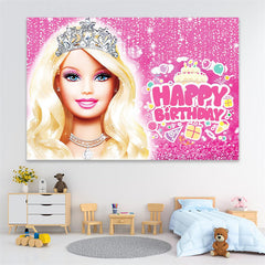 Lofaris Pink Glitter Princess Birthday Party Backdrop