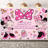 Lofaris Pink Bow Girls Happy Birthday Party Backdrop