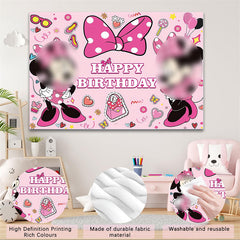 Lofaris Pink Bow Girls Happy Birthday Party Backdrop