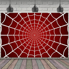 Lofaris Red Spider Web Theme Birthday Backdrop Decor