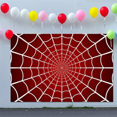 Lofaris Red Spider Web Theme Birthday Backdrop Decor