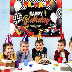 Lofaris Red Race Car Birthday Backdrop for Boy