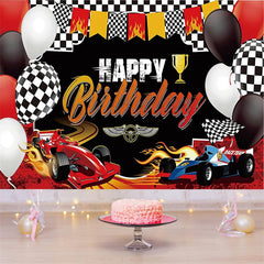 Lofaris Red Race Car Birthday Backdrop for Boy