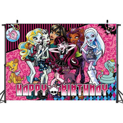 Lofaris Monster H Party Theme Happy Birthday Backdrop