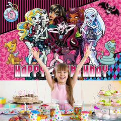 Lofaris Monster H Party Theme Happy Birthday Backdrop