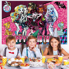 Lofaris Monster H Party Theme Happy Birthday Backdrop