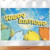 Lofaris Cartoon Blue Theme Birthday Backdrop for Party