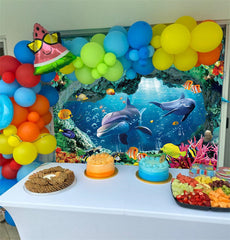 Lofaris Underwater Diving Sea Ocean Birthday Backdrop for Boy