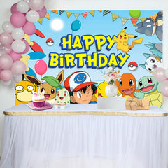 Lofaris Happy Birthday Party Poke Backdrop Decoration Kids Party