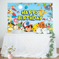 Lofaris Happy Birthday Party Poke Backdrop Decoration Kids Party