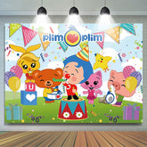 Lofaris Plim Kids Birthday Cartoon Rainbow Backdrop