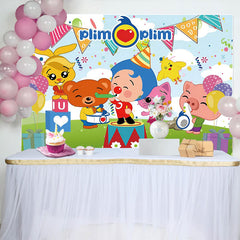 Lofaris Plim Kids Birthday Cartoon Rainbow Backdrop