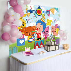 Lofaris Plim Kids Birthday Cartoon Rainbow Backdrop
