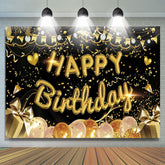 Lofaris Gold Glitter Happy Birthday Backdrop For Adult