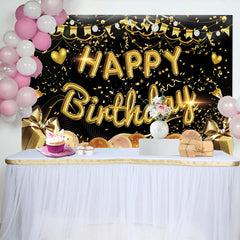 Lofaris Gold Glitter Happy Birthday Backdrop For Adult