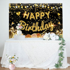 Lofaris Gold Glitter Happy Birthday Backdrop For Adult