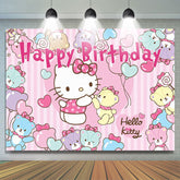 Lofaris Pink Hello Kitty Cartoon Girls Birthday Backdrop