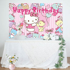 Lofaris Pink Hello Kitty Cartoon Girls Birthday Backdrop