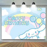 Lofaris Rainbow Blue Balloons Cartoon Cinnamoroll Birthday Backdrop