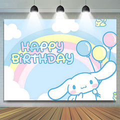 Lofaris Rainbow Blue Balloons Cartoon Cinnamoroll Birthday Backdrop