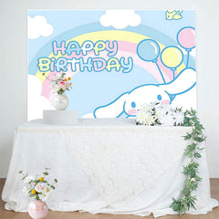 Lofaris Rainbow Blue Balloons Cartoon Cinnamoroll Birthday Backdrop