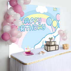 Lofaris Rainbow Blue Balloons Cartoon Cinnamoroll Birthday Backdrop